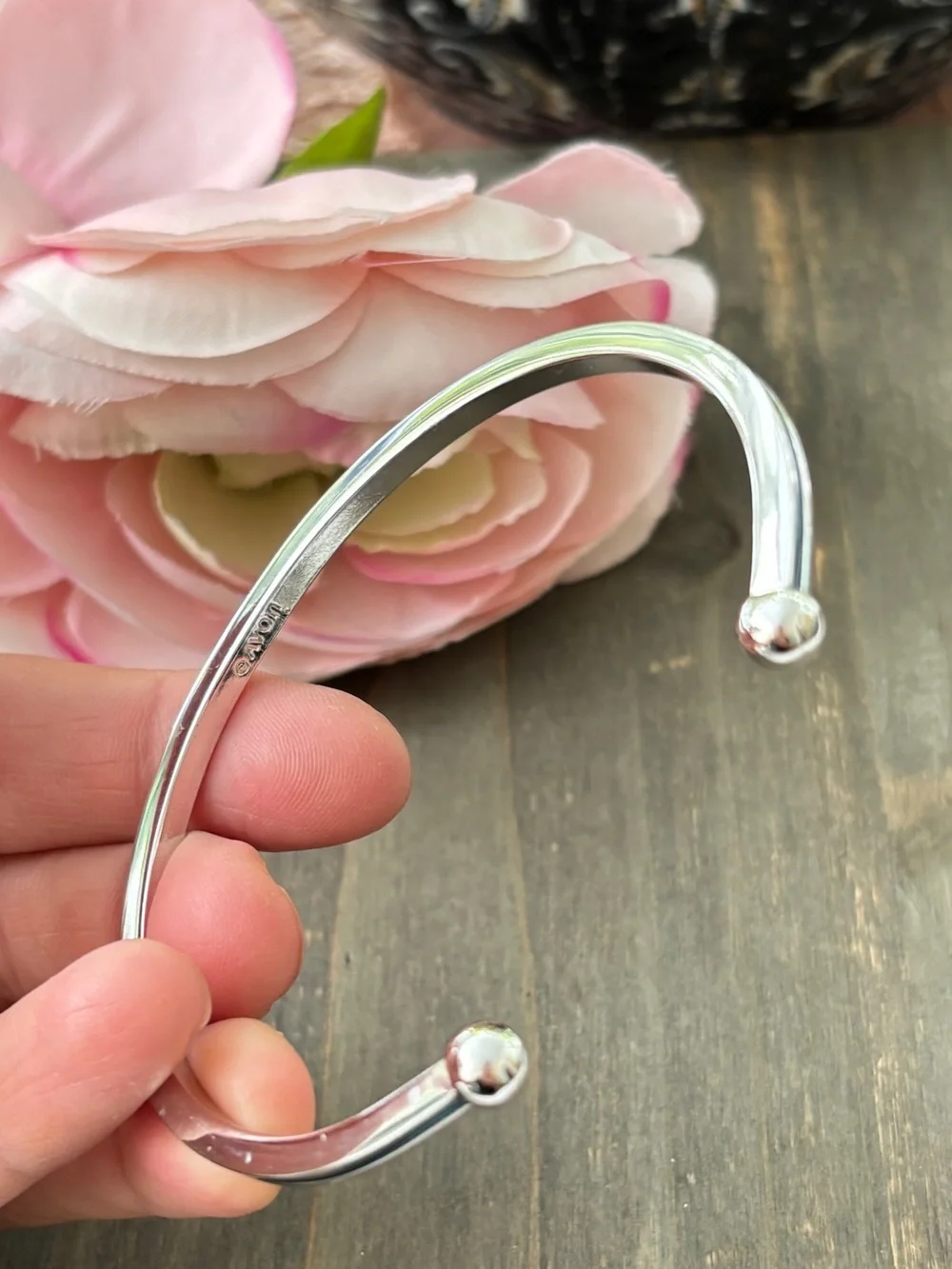 Vintage Avon Silver and Blue Bangle Bracelet